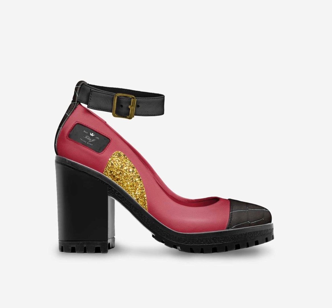 Rouge Reign Block Heel - Italian Luxury