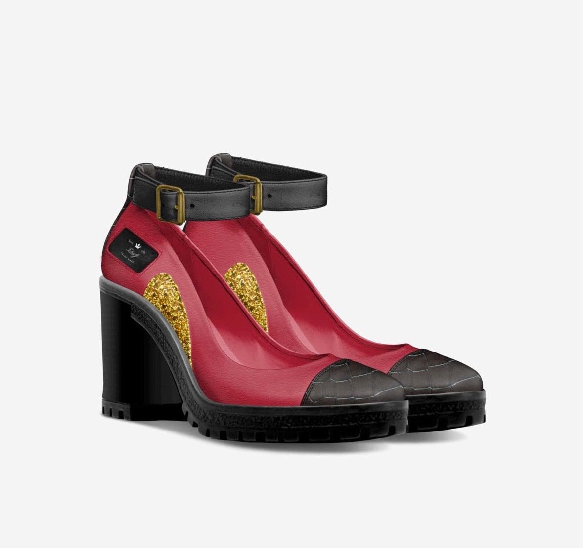 Rouge Reign Block Heel - Italian Luxury