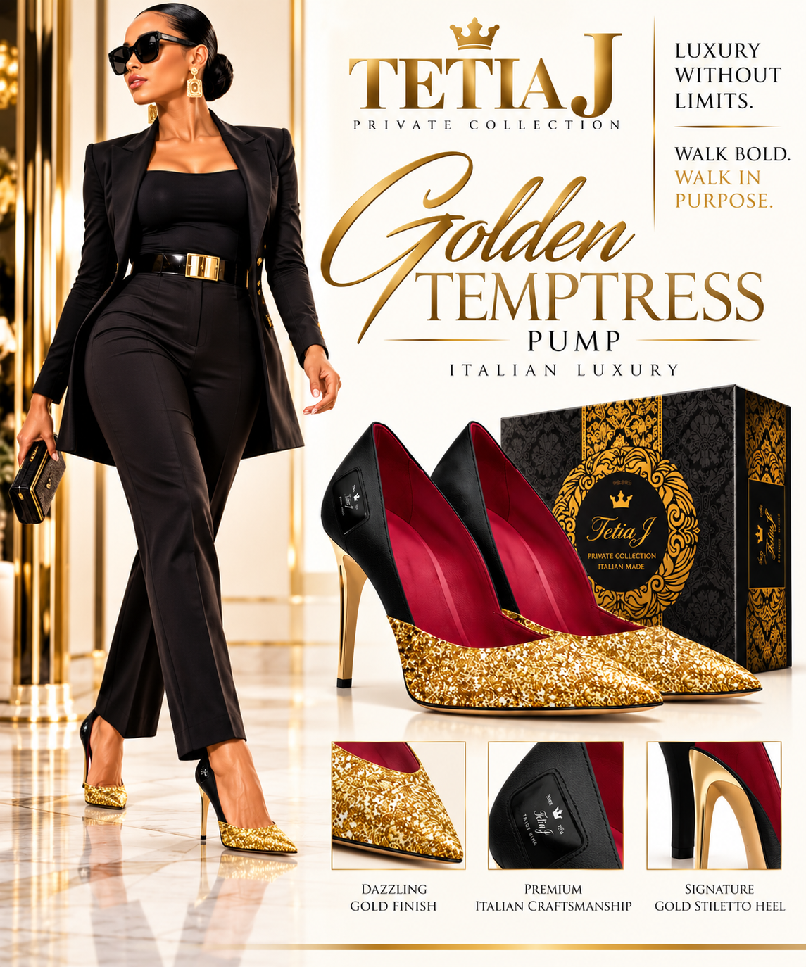 Golden Temptress Pump - Italian Luxury